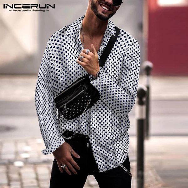 incerun 2019 fashion shirt men polka dot long sleeve lapel neck button loose high street chic autumn men brand shirts camisa 5xl, White;black
incerun 2019 fashion shirt men polka dot long sleeve lapel neck button loose high street chic autumn men brand shirts camisa 5xl, White;black