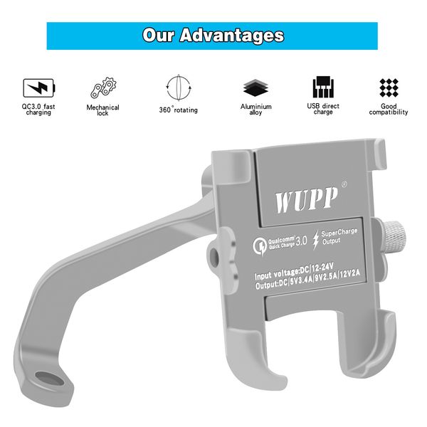 motorcycle mobile phone rearview mirror holder aluminum alloy waterproof qc3.0 quick charger
motorcycle mobile phone rearview mirror holder aluminum alloy waterproof qc3.0 quick charger