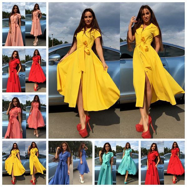 european fashion solid color casual lapel short sleeve button waist bag dress pink, yellow, orange, red, green, blue support mixed batch, Black;gray
european fashion solid color casual lapel short sleeve button waist bag dress pink, yellow, orange, red, green, blue support mixed batch, Black;gray