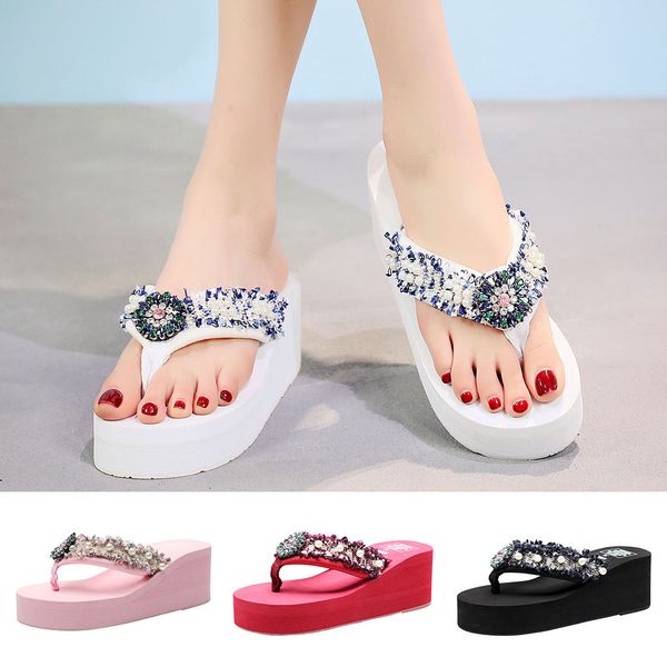thick bottom wear slipper wave rhinestone pearl decoration simia style flip flops 2019 summer multiple color beach shoes zapat#5
thick bottom wear slipper wave rhinestone pearl decoration simia style flip flops 2019 summer multiple color beach shoes zapat#5