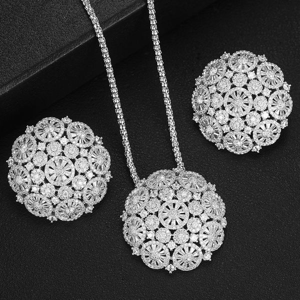 missvikki 2pcs new bridal wedding flowers round pendant earrings necklace jewelry set super cz new design fashion jewelry, Silver
missvikki 2pcs new bridal wedding flowers round pendant earrings necklace jewelry set super cz new design fashion jewelry, Silver