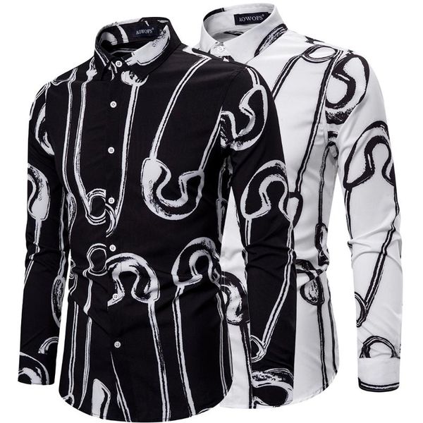 men shirts spring wear men's club pin print stretch long-sleeve shirt camisa masculina, White;black
men shirts spring wear men's club pin print stretch long-sleeve shirt camisa masculina, White;black