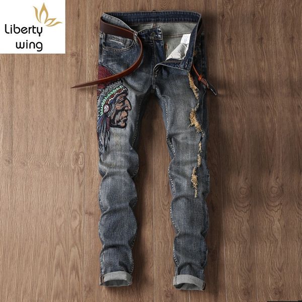 2020 new fashion male jean vintage embroidery elastic pencil streetwear slim fit denim pants plus size, Blue
2020 new fashion male jean vintage embroidery elastic pencil streetwear slim fit denim pants plus size, Blue
