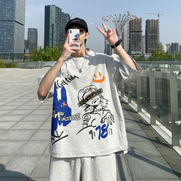 Mens Summer Suit Fashion Round Neck Short-sleeved T-shirt Suit Men and Women Sports Loose Two-piece Trend New Stylish Printed Tracksuit 2020
Mens Summer Suit Fashion Round Neck Short-sleeved T-shirt Suit Men and Women Sports Loose Two-piece Trend New Stylish Printed Tracksuit 2020