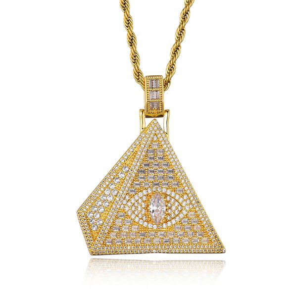 us7 triangle egyptian pyramid pendant necklaces with cuban tennis chain iced out illuminati eye of horus hip hop jewelry, Silver
us7 triangle egyptian pyramid pendant necklaces with cuban tennis chain iced out illuminati eye of horus hip hop jewelry, Silver