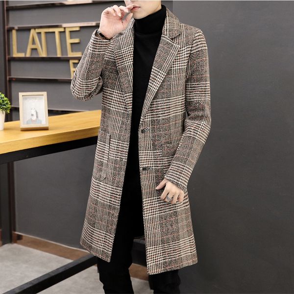 2019 autumn and winter men woolen coat youth fashion handsome slim fit mid-length plaid woolen trench coat men's, Tan;black
2019 autumn and winter men woolen coat youth fashion handsome slim fit mid-length plaid woolen trench coat men's, Tan;black