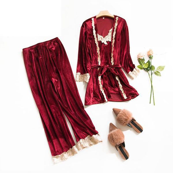 women velvet 3pcs sleepwear burgundy lady pajamas set autumn winter thick nightwear warm cami&pants&robe home clothes, Blue;gray
women velvet 3pcs sleepwear burgundy lady pajamas set autumn winter thick nightwear warm cami&pants&robe home clothes, Blue;gray