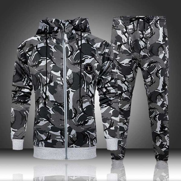 camouflage sweatshirts jacket + pants sets camo men tracksuit hooded outerwear hoodie set 2 pieces autumn clothing male fitness, Gray
camouflage sweatshirts jacket + pants sets camo men tracksuit hooded outerwear hoodie set 2 pieces autumn clothing male fitness, Gray