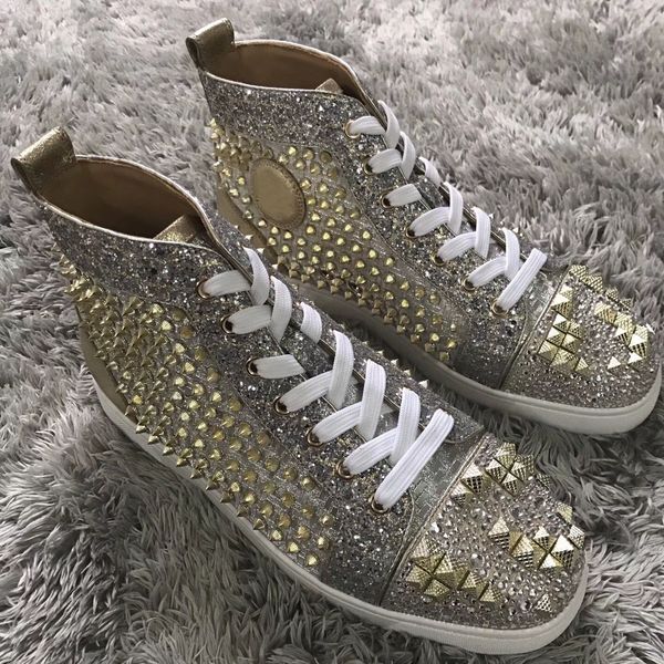 золотой блеск кожи высокого top red bottom тапки женщин людей вскользь walking скейтборд известные бренды партии свадебное платье, Black
золотой блеск кожи высокого top red bottom тапки женщин людей вскользь walking скейтборд известные бренды партии свадебное платье, Black
