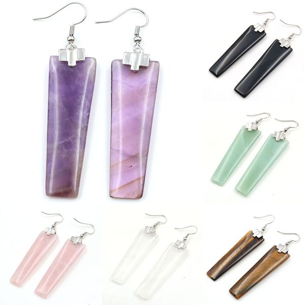 yjxp natural stone drop earring boho style long crystal quartzs dangle earrings trapezoid shape female ear jewelry making 1 pair, Silver
yjxp natural stone drop earring boho style long crystal quartzs dangle earrings trapezoid shape female ear jewelry making 1 pair, Silver