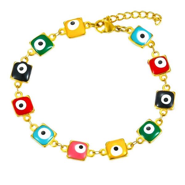 7mm square style colorful mini evil eye protection bracelet stainless steel enamel beads adjustable ankle bracelet with extender, Golden;silver
7mm square style colorful mini evil eye protection bracelet stainless steel enamel beads adjustable ankle bracelet with extender, Golden;silver