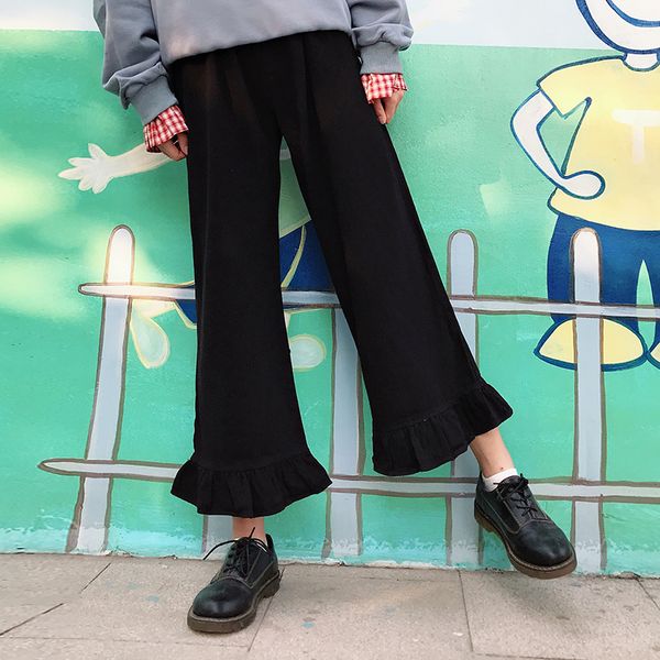 women's pants & capris winter soft sister nine loose ruffle casual women vintag sweet solid color wild thicken wide-leg preppy style, Black;white
women's pants & capris winter soft sister nine loose ruffle casual women vintag sweet solid color wild thicken wide-leg preppy style, Black;white