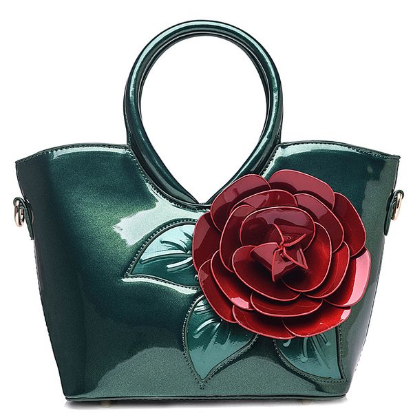 2020 new sweet lady bag summer waterproof ladies handbag pearly patent leather flower shoulder bag