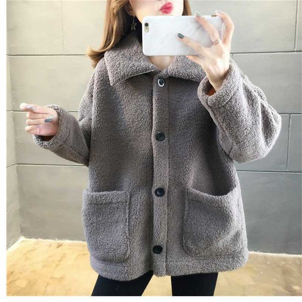 women's fur & faux short lambskin coat women 2021 autumn winter clothing fashion loose plus size plush lamb wool tide h1042, Black
women's fur & faux short lambskin coat women 2021 autumn winter clothing fashion loose plus size plush lamb wool tide h1042, Black