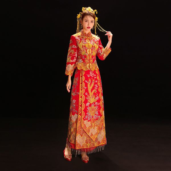 ethnic clothing classic chinese traditional ancient royal wedding dress women's hexiu court kimono cheongsam oriental vintage hanfu qip, Red
ethnic clothing classic chinese traditional ancient royal wedding dress women's hexiu court kimono cheongsam oriental vintage hanfu qip, Red
