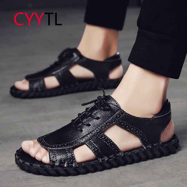cyytl 2020 summer new sandals men soft leather lace-up shoes comfortable outdoor beach sewing casual sandalias masculina hombre, Black
cyytl 2020 summer new sandals men soft leather lace-up shoes comfortable outdoor beach sewing casual sandalias masculina hombre, Black