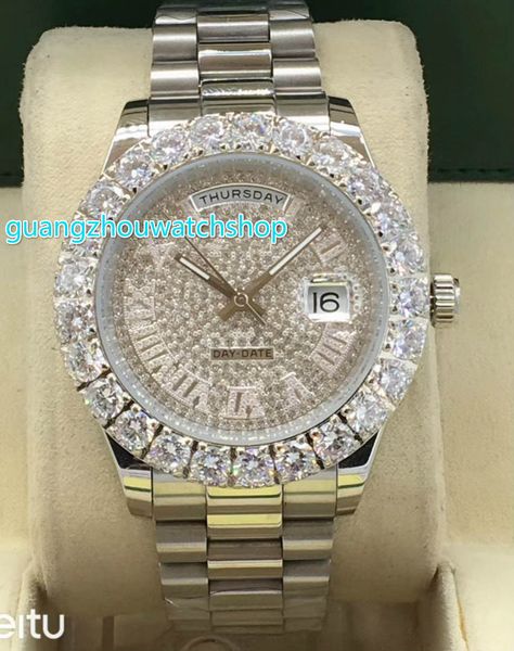 43mm prong set diamond men's wrist watch silver stainless steel diamond dial fashion watches dual calendar automatic mechanical watch, Slivery;brown
43mm prong set diamond men's wrist watch silver stainless steel diamond dial fashion watches dual calendar automatic mechanical watch, Slivery;brown