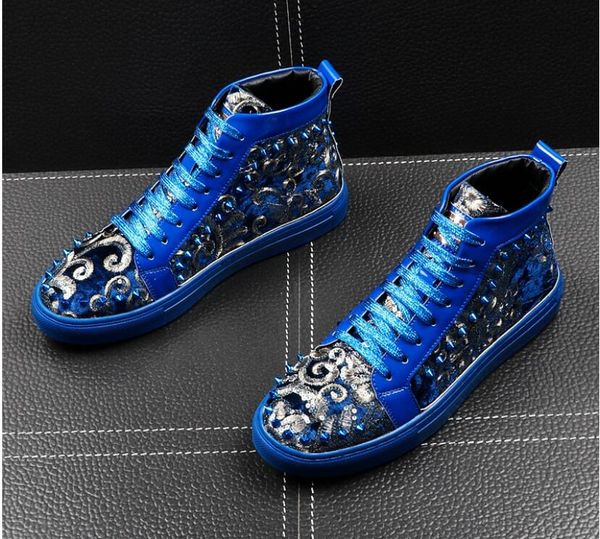 Italy New Men designer nationality rivet embroidery paillette Casual Flats high tops Shoes Man punk rock leisure ccasins Loafers shoes 38-43
Italy New Men designer nationality rivet embroidery paillette Casual Flats high tops Shoes Man punk rock leisure ccasins Loafers shoes 38-43