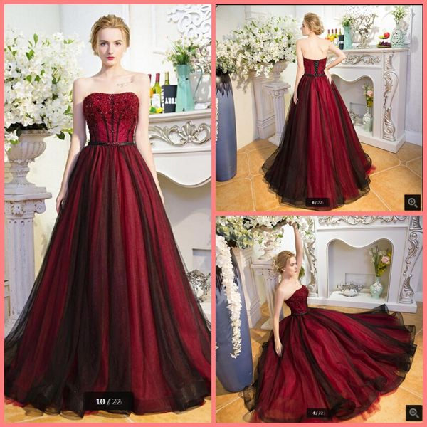 vestido de festa burgundy black a line beaded sequins evening dress strapless sweetheart neck corset elegant prom party evening dresses, Black;red
vestido de festa burgundy black a line beaded sequins evening dress strapless sweetheart neck corset elegant prom party evening dresses, Black;red