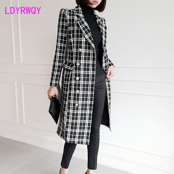 2019 winter new korean temperament suit collar slim double-breasted long woolen woolen coat, Black
2019 winter new korean temperament suit collar slim double-breasted long woolen woolen coat, Black