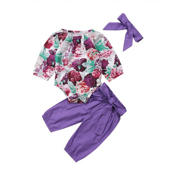 3pcs newborn infant baby girls long sleeve floral romper + pants headband outfits clothes sets, White
3pcs newborn infant baby girls long sleeve floral romper + pants headband outfits clothes sets, White