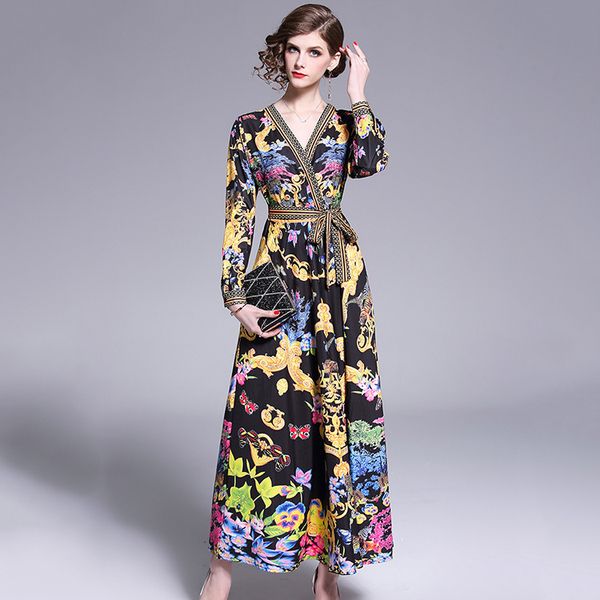 luxury runway women's fashion long sleeve v-neck waist sashes printed dress elegant office lady slim stunning party evening dresses, Black;gray
luxury runway women's fashion long sleeve v-neck waist sashes printed dress elegant office lady slim stunning party evening dresses, Black;gray