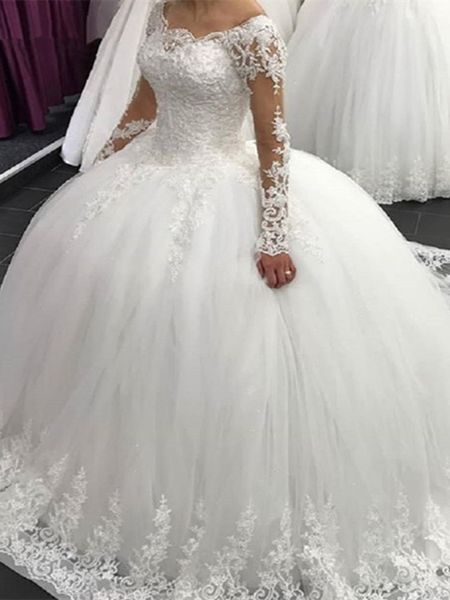 2020 elegant bateau wedding dresses overskirts sheer lace back beach bridal gownsa-line appliques long sleeve wedding gown bridal dress, White
2020 elegant bateau wedding dresses overskirts sheer lace back beach bridal gownsa-line appliques long sleeve wedding gown bridal dress, White