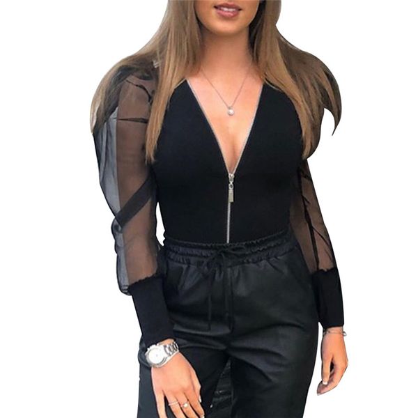 новый модный женская одежда с длинным рукавом слоеного v-образным вырезом молния футболки прозрачный чистой сетки полиэстер дамы топы один ш, White
новый модный женская одежда с длинным рукавом слоеного v-образным вырезом молния футболки прозрачный чистой сетки полиэстер дамы топы один ш, White