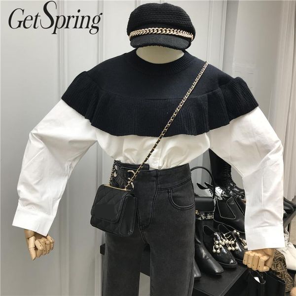 getspring women blouse knitted spliced pullover women shirt ruffles long sleeve fake two ladies loose long blouse autumn, White
getspring women blouse knitted spliced pullover women shirt ruffles long sleeve fake two ladies loose long blouse autumn, White