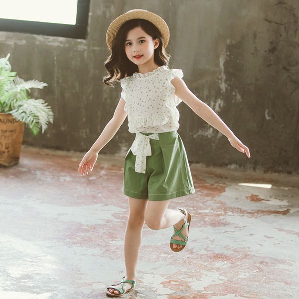 2020 girls cute floral blouse +pants two pieces 12 years old green, White 
2020 girls cute floral blouse +pants two pieces 12 years old green, White