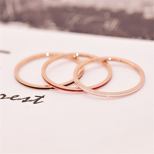 yun ruo 1 mm black white red enamel rings rose gold color woman gift fashion titanium steel jewelry never fade drop shipping, Golden;silver
yun ruo 1 mm black white red enamel rings rose gold color woman gift fashion titanium steel jewelry never fade drop shipping, Golden;silver