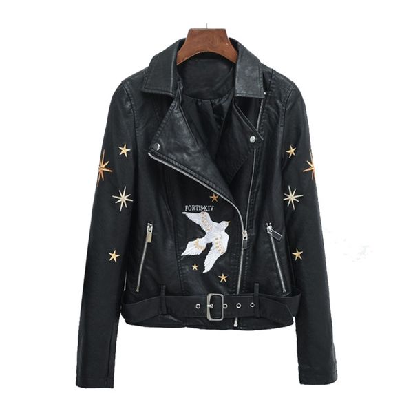 2019 women autumn winter punk black motorcycle faux leather jackets zipper basic coat turn-down collar biker jacket with belt
2019 women autumn winter punk black motorcycle faux leather jackets zipper basic coat turn-down collar biker jacket with belt