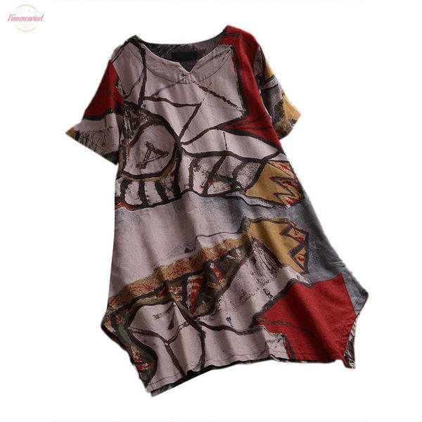 dress women cotton linen printed dress v neck short sleeve loose mid creative line 2020 fashion women dress summer, Black;gray
dress women cotton linen printed dress v neck short sleeve loose mid creative line 2020 fashion women dress summer, Black;gray