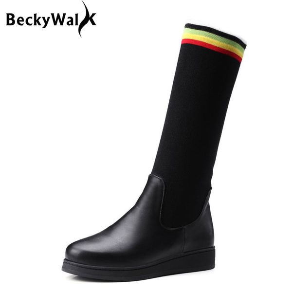ladies boots women mid-calf boots elastic slip on flat platform for women snow winter shoes woman size 34-43 wsh2265, Black
ladies boots women mid-calf boots elastic slip on flat platform for women snow winter shoes woman size 34-43 wsh2265, Black