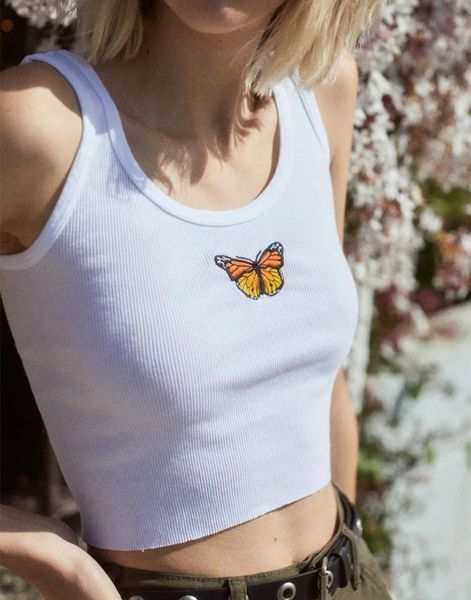 2020 fashion women ladies butterfly print white tank sleeveless wear strappy tank vest summer short crop
2020 fashion women ladies butterfly print white tank sleeveless wear strappy tank vest summer short crop