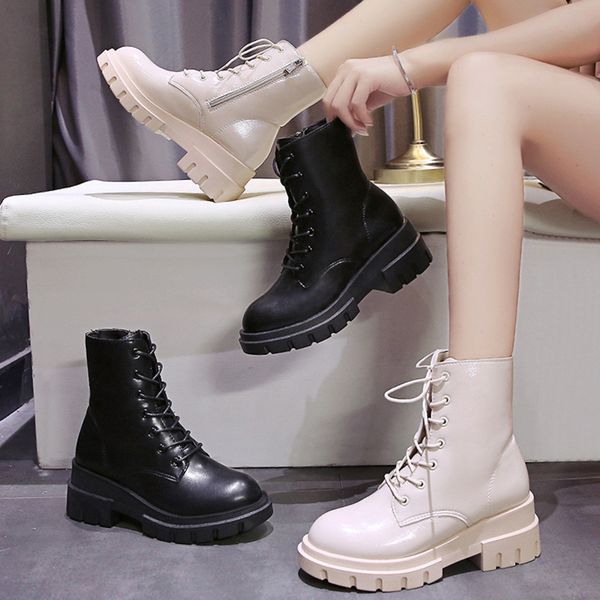 brand women's shoes autumn boots lace up booties ladies round toe low heels booties bootee woman 2019 fashion mid-calf rubber, Black
brand women's shoes autumn boots lace up booties ladies round toe low heels booties bootee woman 2019 fashion mid-calf rubber, Black