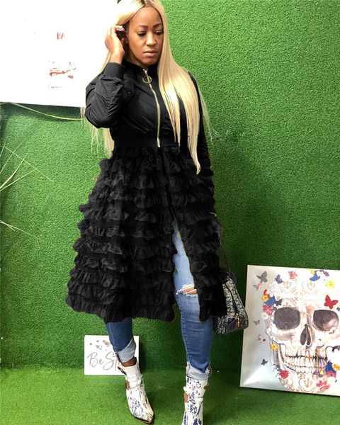 clothing designer zipper jackets coats autumn panelled jacket solid gauze spring color women womens long usftq, Black
clothing designer zipper jackets coats autumn panelled jacket solid gauze spring color women womens long usftq, Black