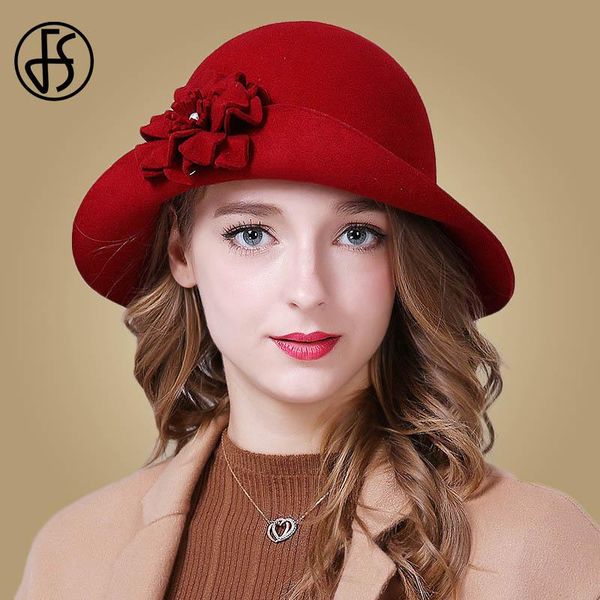 fs vintage red church hat women elegant winter wool wide brim fedoras ladies blue black fedora flower bowler felt cloche hats tehoi, White
fs vintage red church hat women elegant winter wool wide brim fedoras ladies blue black fedora flower bowler felt cloche hats tehoi, White