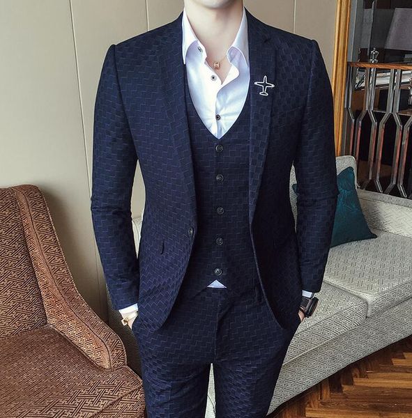 2018 new suits for men 3 piece wedding suit autumn winter vintage plaid suits for men costume homme slim fit swallow gird suit, White;black
2018 new suits for men 3 piece wedding suit autumn winter vintage plaid suits for men costume homme slim fit swallow gird suit, White;black