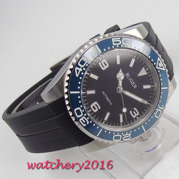 40mm bliger black dial luminous hands rubber strap sapphire glass date blue ceramic bezel automatic movement men's watch, Slivery;brown
40mm bliger black dial luminous hands rubber strap sapphire glass date blue ceramic bezel automatic movement men's watch, Slivery;brown