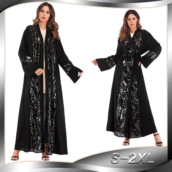 ins middle east foreign trade large-size muslim sequined stitching cardigan robe female european and american fashion nida long skirt 1678sa, White;black
ins middle east foreign trade large-size muslim sequined stitching cardigan robe female european and american fashion nida long skirt 1678sa, White;black