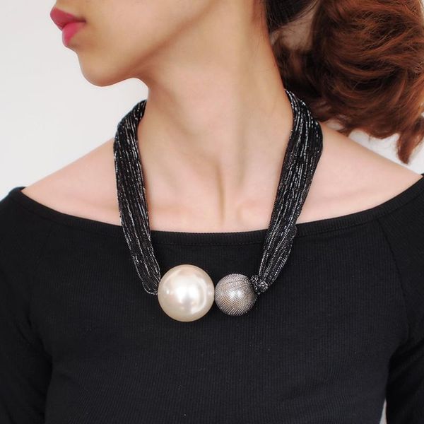 big simulated pearl choker necklaces for women handmade collar statement chunky pendant necklace trend jewelry uken, Silver
big simulated pearl choker necklaces for women handmade collar statement chunky pendant necklace trend jewelry uken, Silver