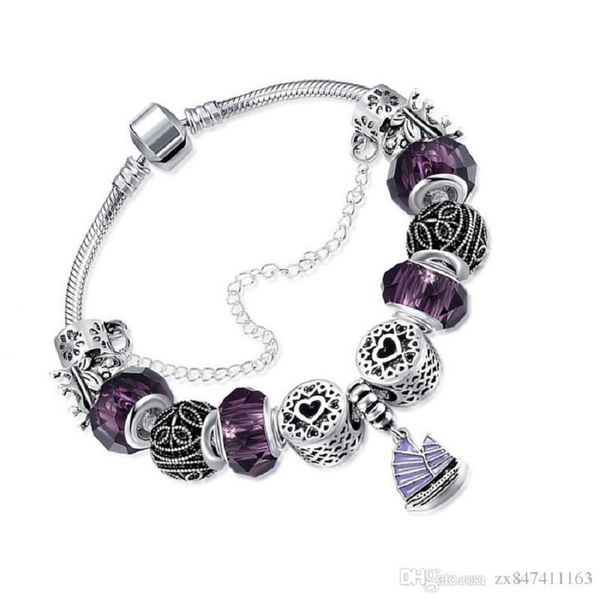 women love lucky charm bracelet silver ball purple glass beads design jewelry boat fashion women's friendship bracelets for women gift, Black
women love lucky charm bracelet silver ball purple glass beads design jewelry boat fashion women's friendship bracelets for women gift, Black
