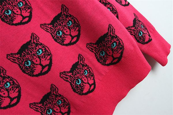 2019 autumn winter cats print women rose sweaters and pullovers runway long sleeve female knitted sweater jumper clothes, White;black
2019 autumn winter cats print women rose sweaters and pullovers runway long sleeve female knitted sweater jumper clothes, White;black