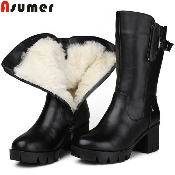 asumer 2020 winter boots women round toe zip pu+cow leather boots thick high heels shearling snow keep warm comfortable, Black
asumer 2020 winter boots women round toe zip pu+cow leather boots thick high heels shearling snow keep warm comfortable, Black