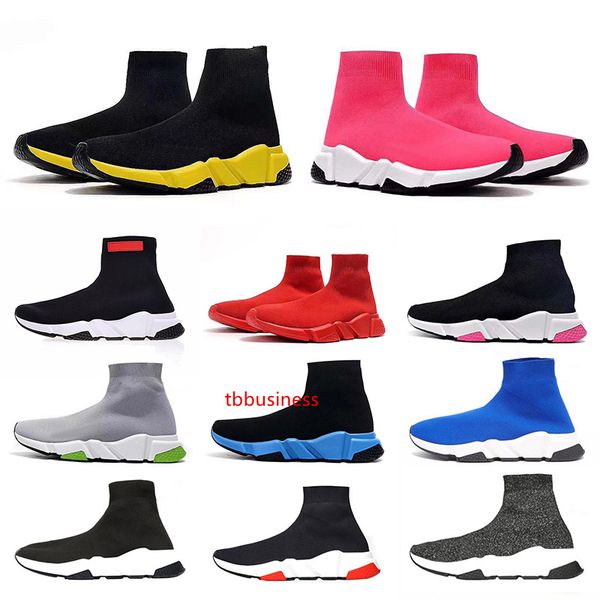2020 designer sock shoes triple black white mens fashion sneakers glitter yellow blue pink women speed trainer runner platform shoe trainers
2020 designer sock shoes triple black white mens fashion sneakers glitter yellow blue pink women speed trainer runner platform shoe trainers