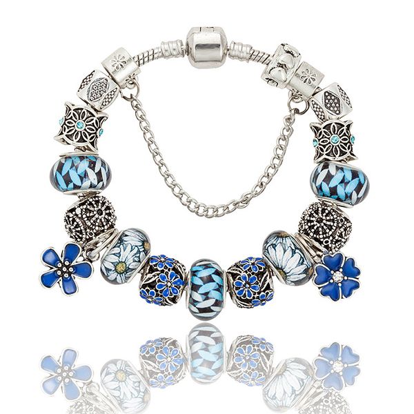 wholesale- 2019 fashion brand beads bracelet diy drops oil blue flowers pendant bracelet for women charm jewelry wholesale, Golden;silver
wholesale- 2019 fashion brand beads bracelet diy drops oil blue flowers pendant bracelet for women charm jewelry wholesale, Golden;silver