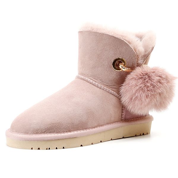 2019 new fur ball sheepskin fur snow boots female middle tube winter non-slip shoes cotton short boots, Black
2019 new fur ball sheepskin fur snow boots female middle tube winter non-slip shoes cotton short boots, Black