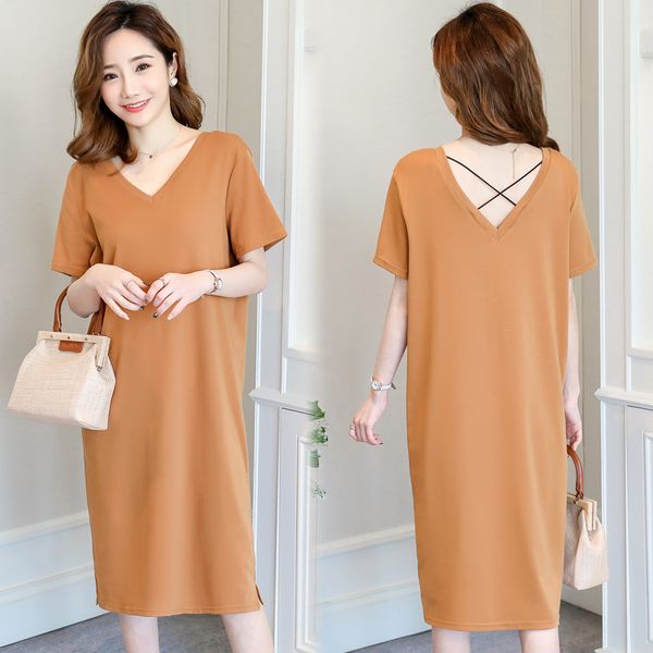 958# v neck bandage cotton modal maternity casual dress summer straight loose clothes for pregnant women pregnancy clothing, White
958# v neck bandage cotton modal maternity casual dress summer straight loose clothes for pregnant women pregnancy clothing, White