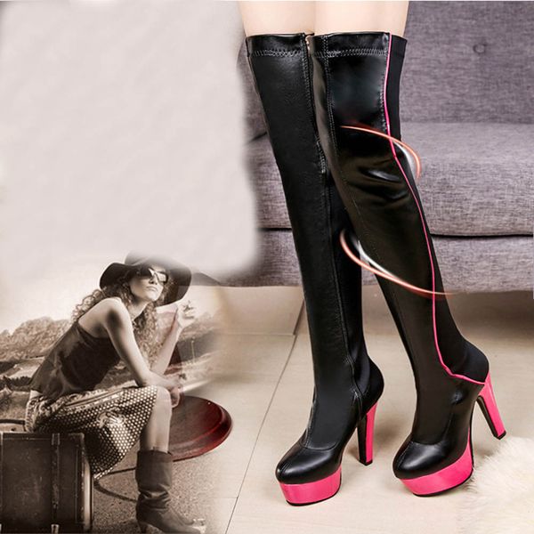 women's boots non-slip round-toe shoes fine heel zipper over the knee boots winter thigh high shoes woman botas mujer, Black
women's boots non-slip round-toe shoes fine heel zipper over the knee boots winter thigh high shoes woman botas mujer, Black